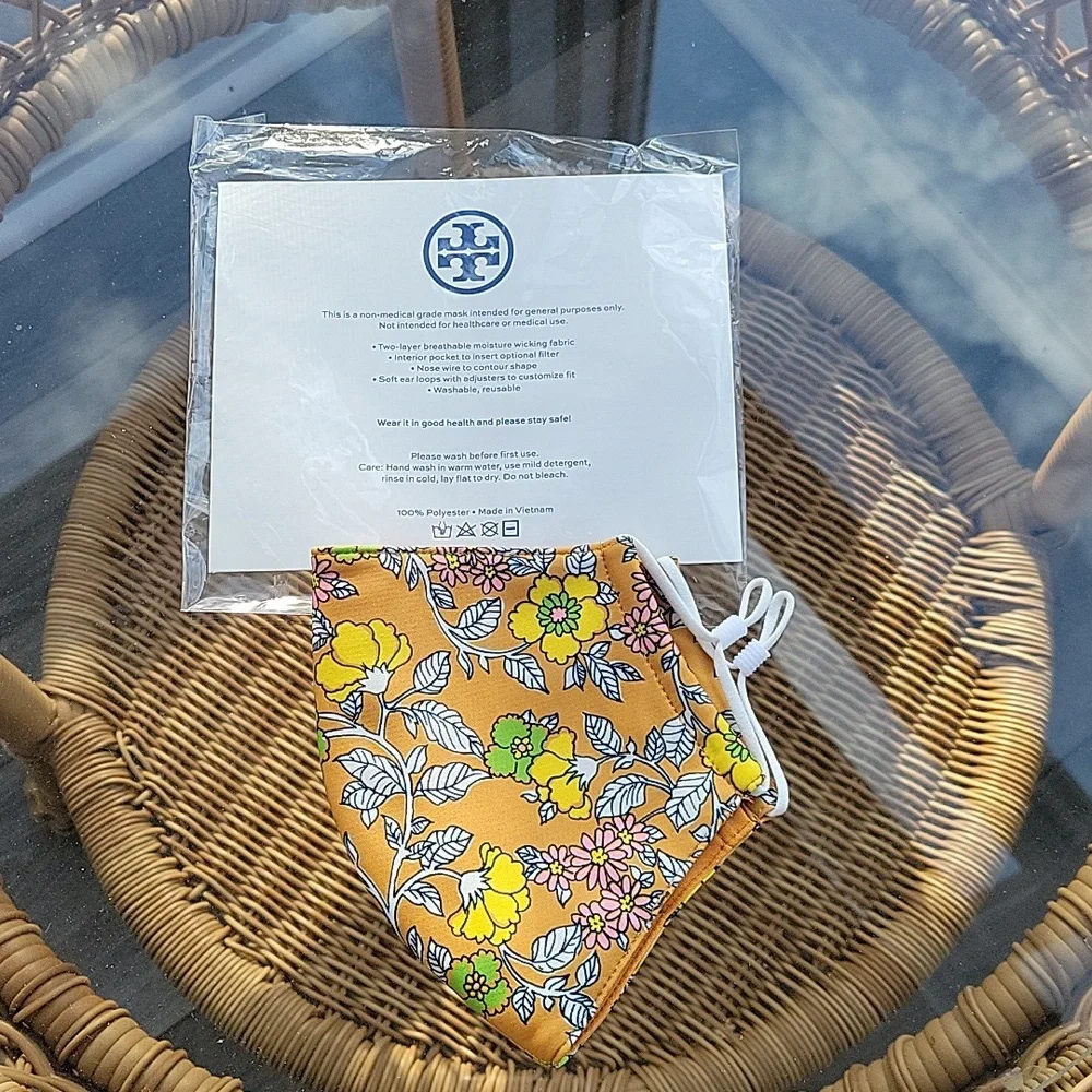 Tory Burch orange floral face mask